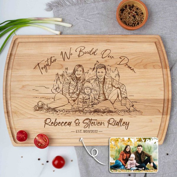 Custom Engraved Cutting Board with Photo Drawing