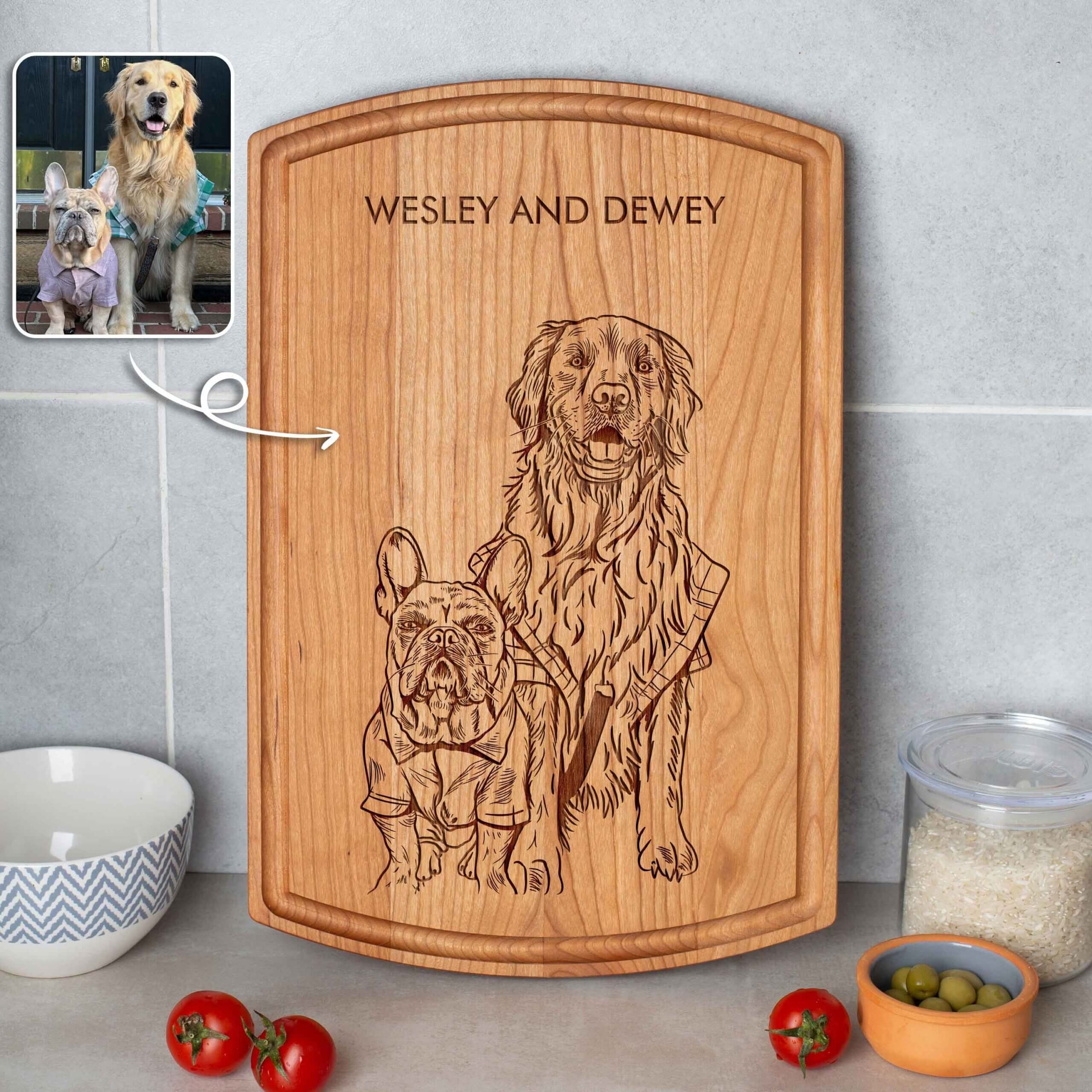 Personalized Cutting Board with Dog or Pet Portrait