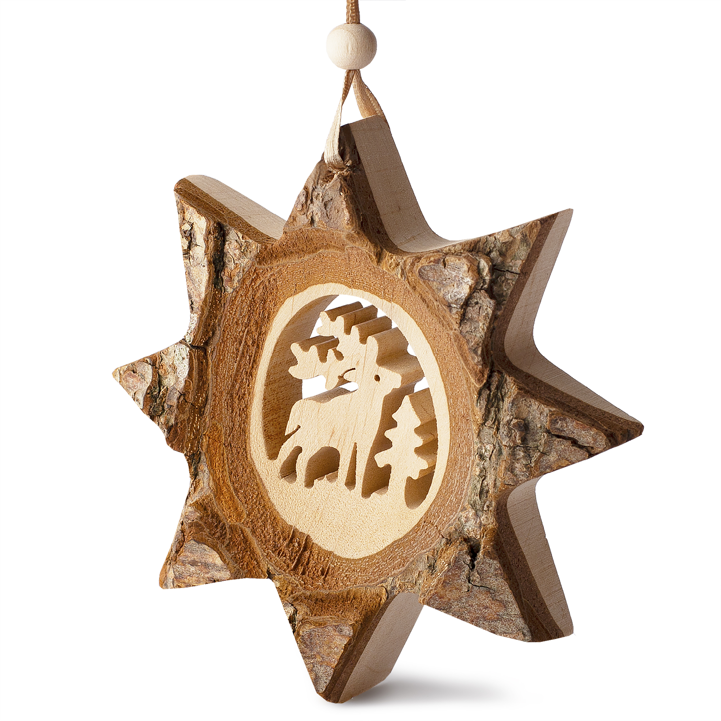 Raindeer Wood Christmas Tree Ornament