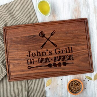 Engraved BBQ Cutting Board as Grilling Gift for Grill Master
