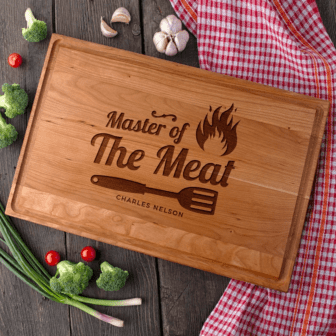 Master of the meat cutting board as Engraved custom gift.