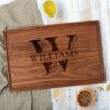 A personalized monogram cutting board with the name Williams on it.
