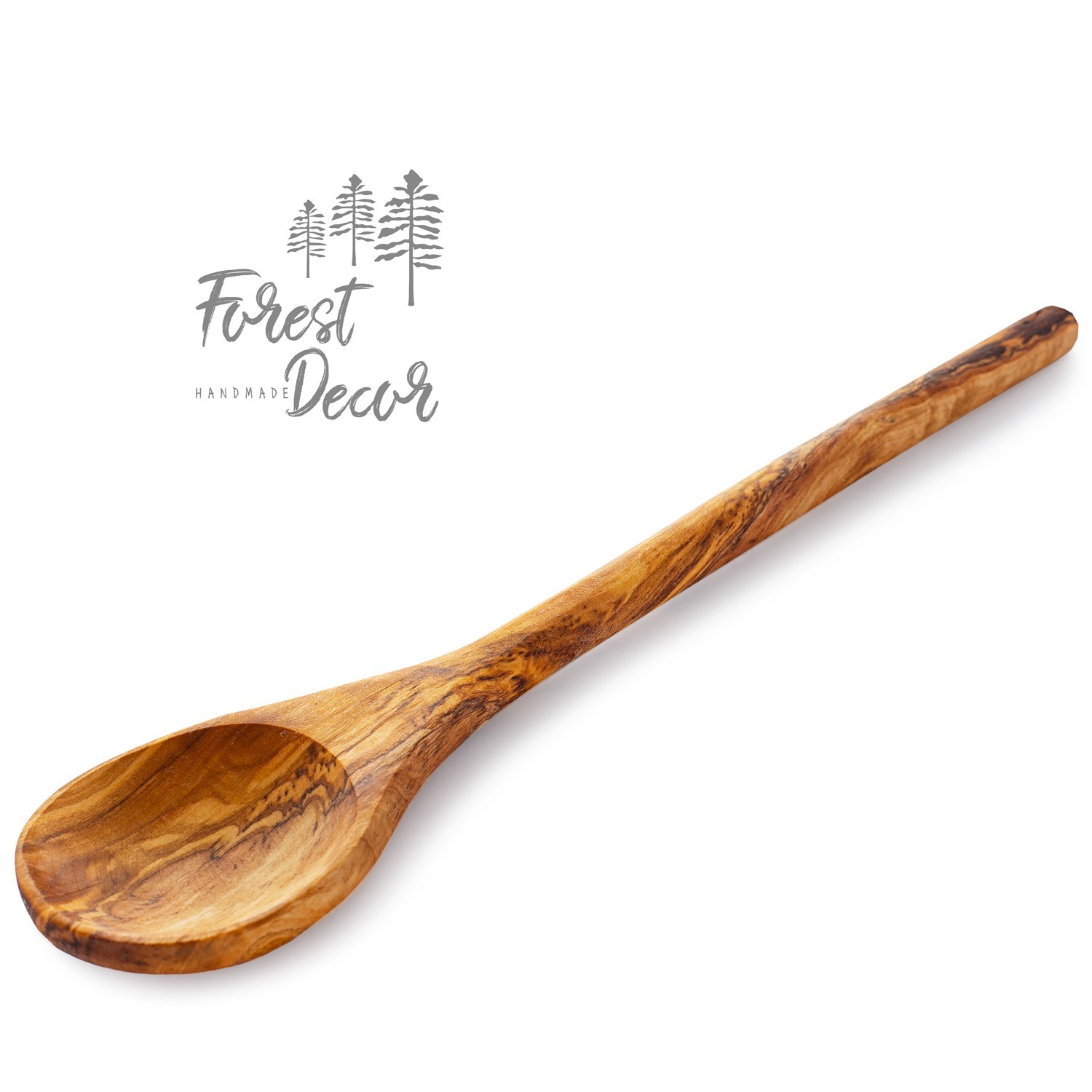 Personalized Olive Wood Cooking Spoons with Corner (Set of 2) – Forest Decor