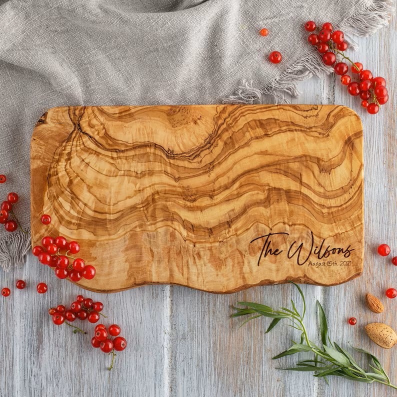 Personalized Monogram Olive Wood Charcuterie Board