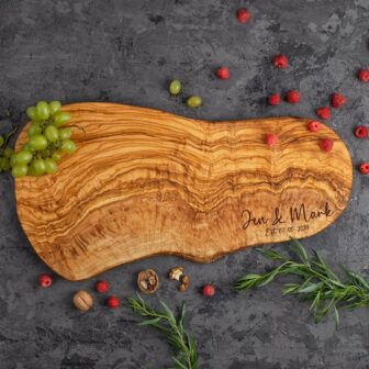 Custom Engraved Live Edge Olive Wood Serving Board
