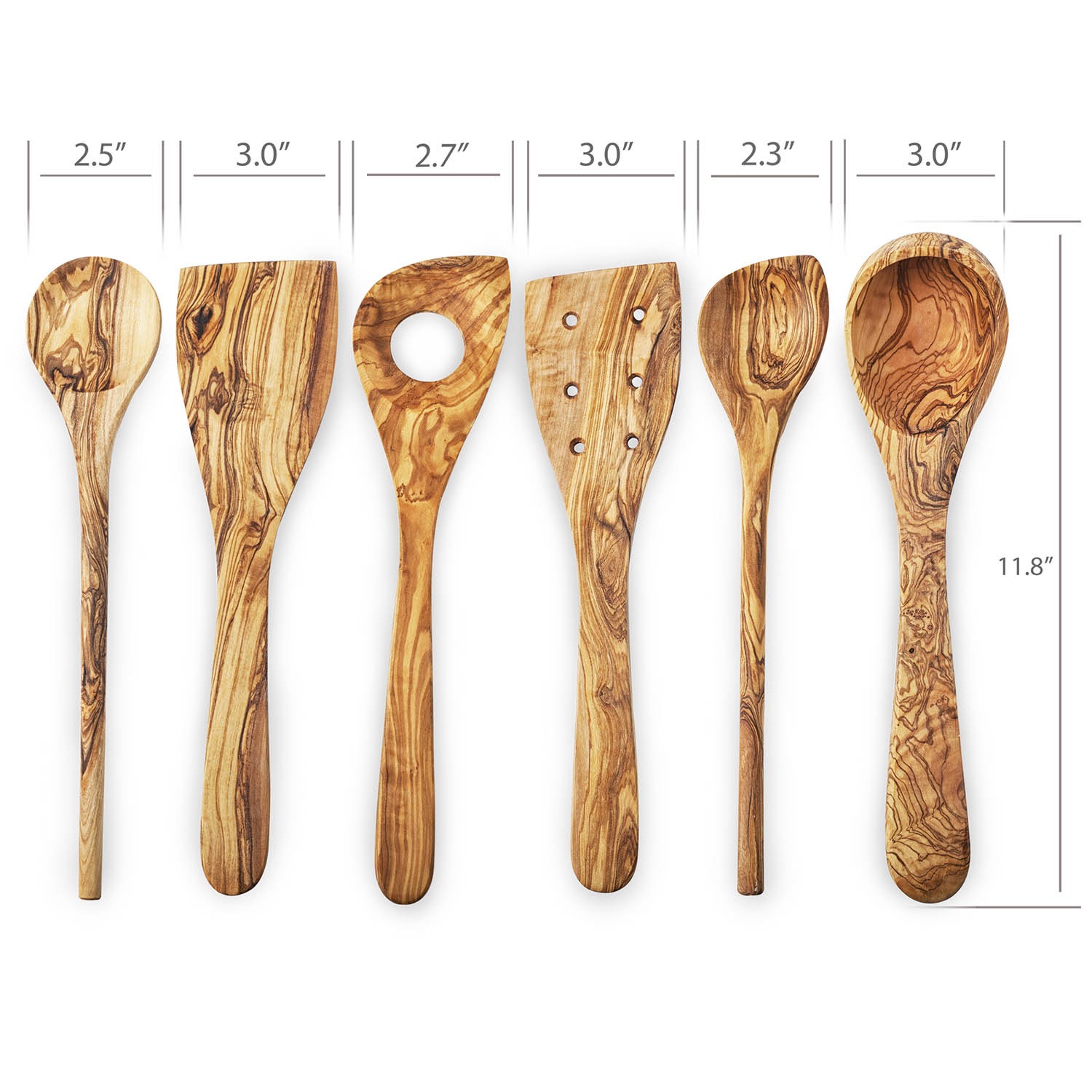 Personalized Olive Wood Utensils (Set of 6) - Forest Decor