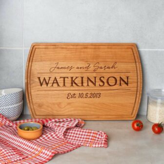 Personalized wedding cutting board as wedding anniversary personalized gifts