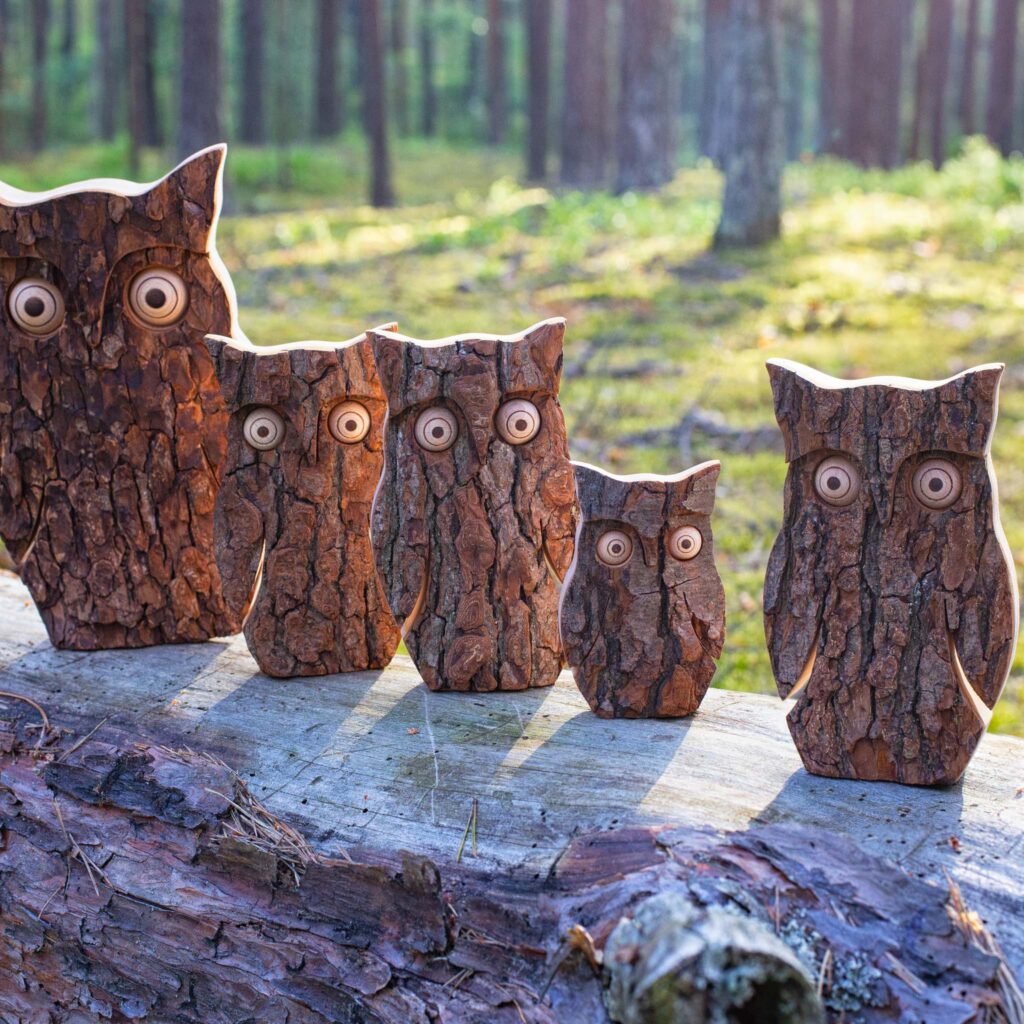 Set of wooden owls