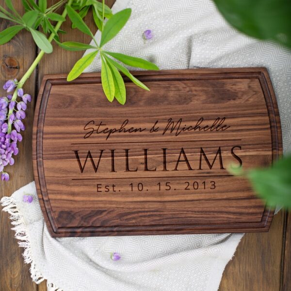 Personalized cutting board gift for the bride and groom