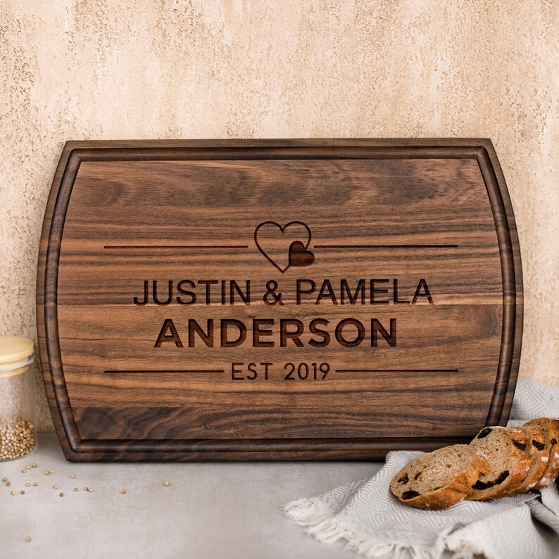 Wood Anniversary Cheese Board as a kitchen decor wedding present
