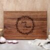 Engraved wooden wedding gift cutting board with customization