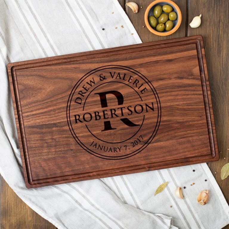 Personalized Monogram Cutting Board Engraved Monogrammed Design 