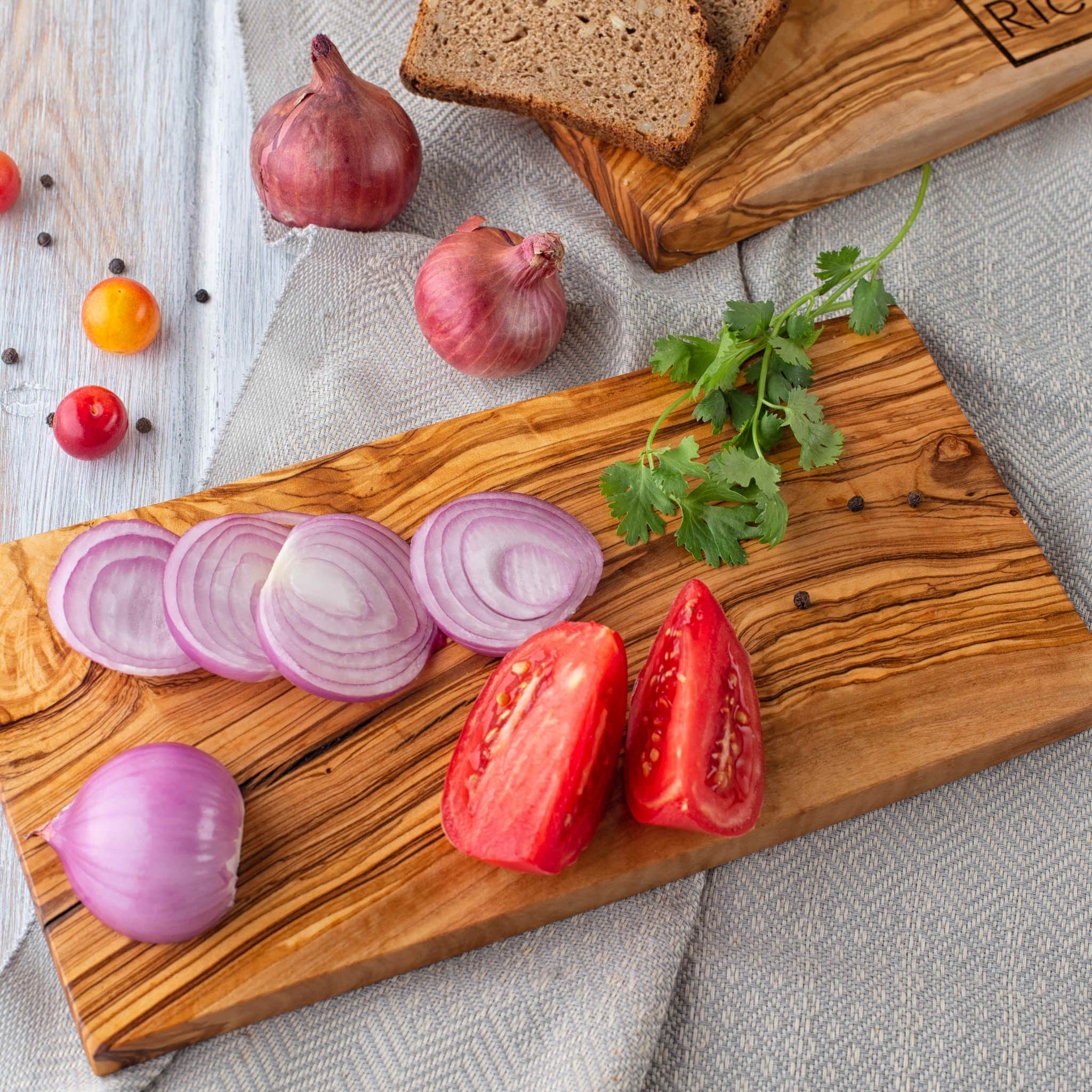 Bread Board and Bread Knife Gift Set - Handmade olive wood cutting