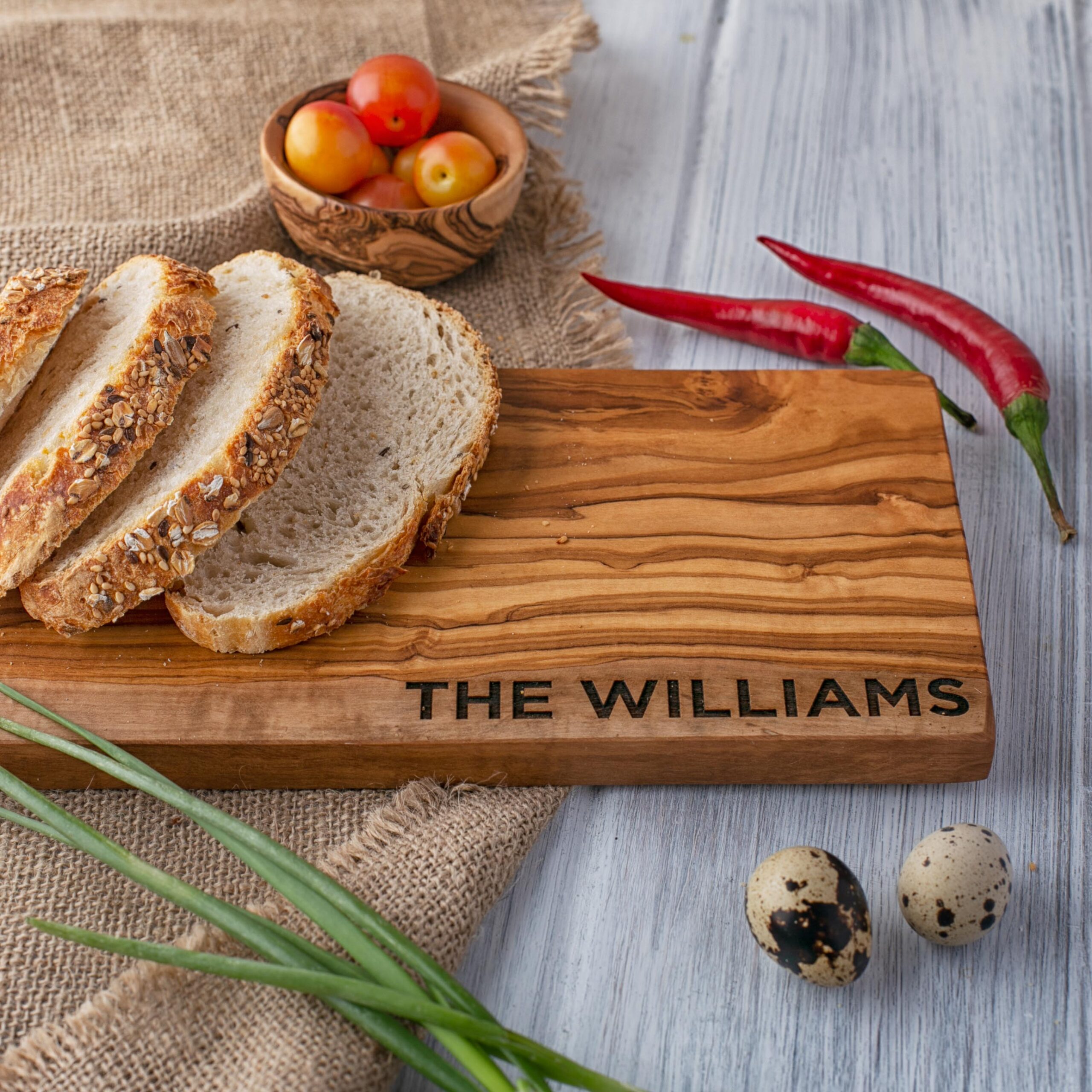 Olive Wood BBQ Cutting Board Personalized - 16