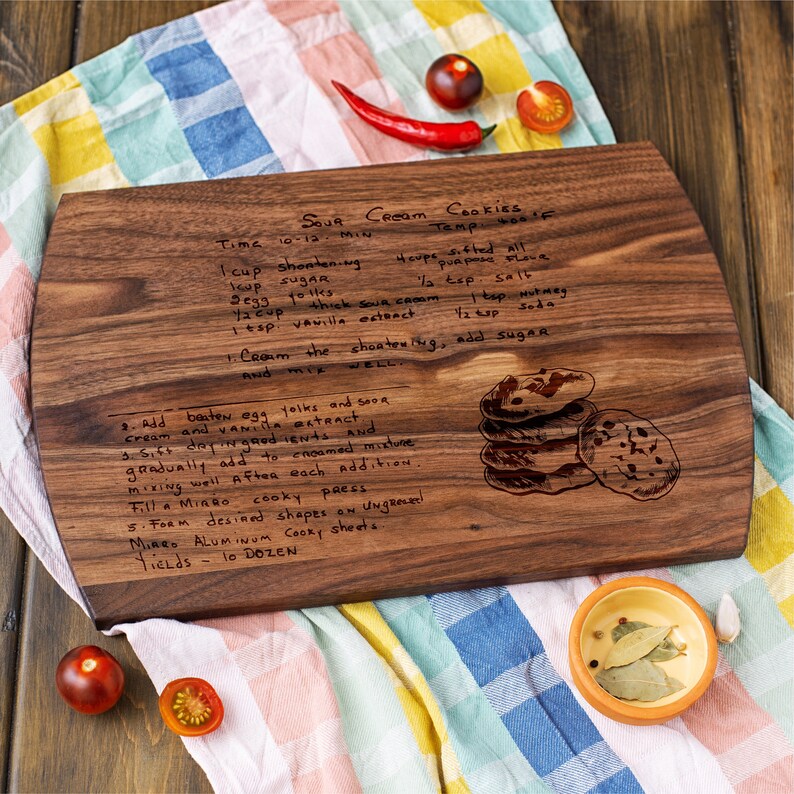 Personalized recipe-themed wooden cutting board
