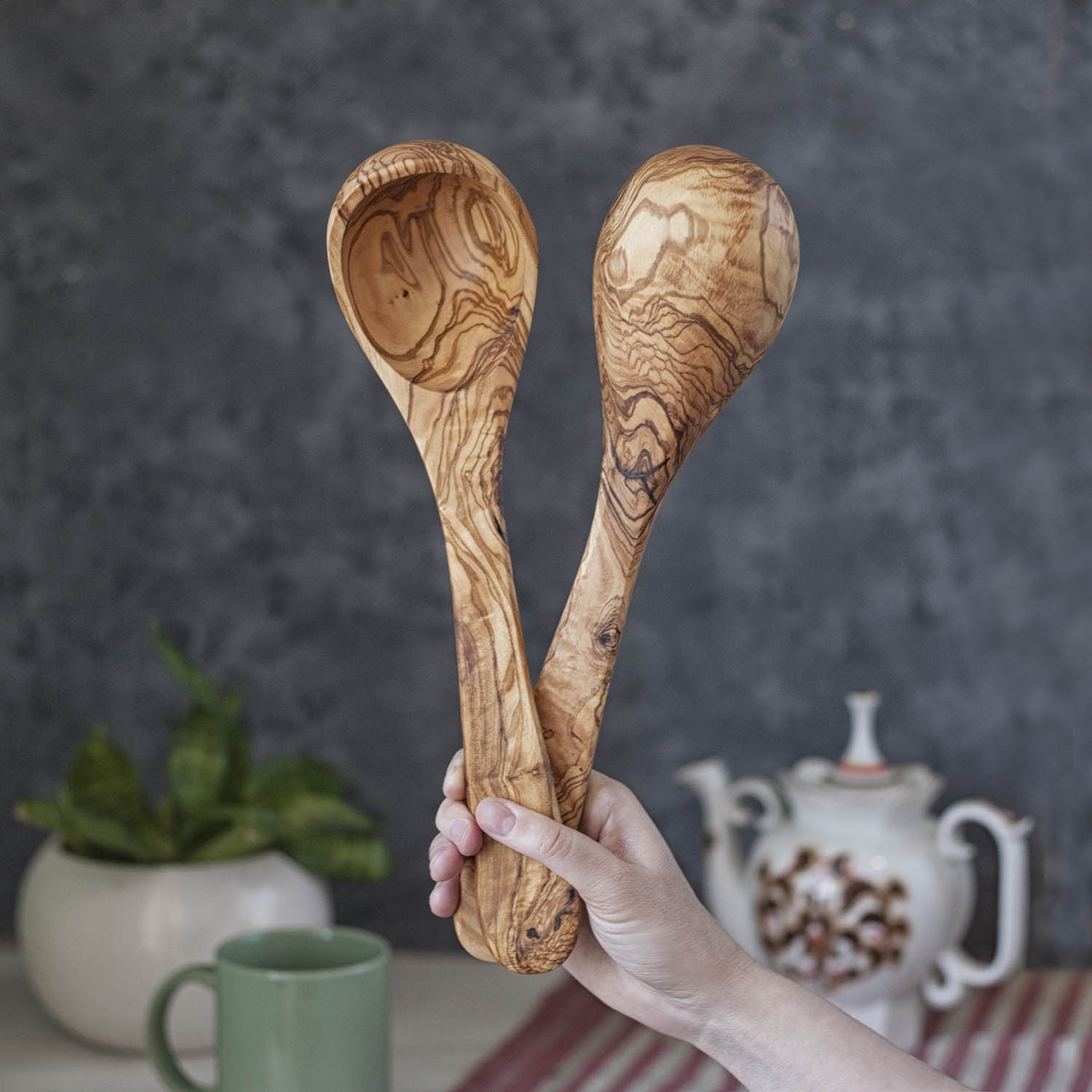 Personalized Olive Wood Utensils (Set of 6) - Forest Decor