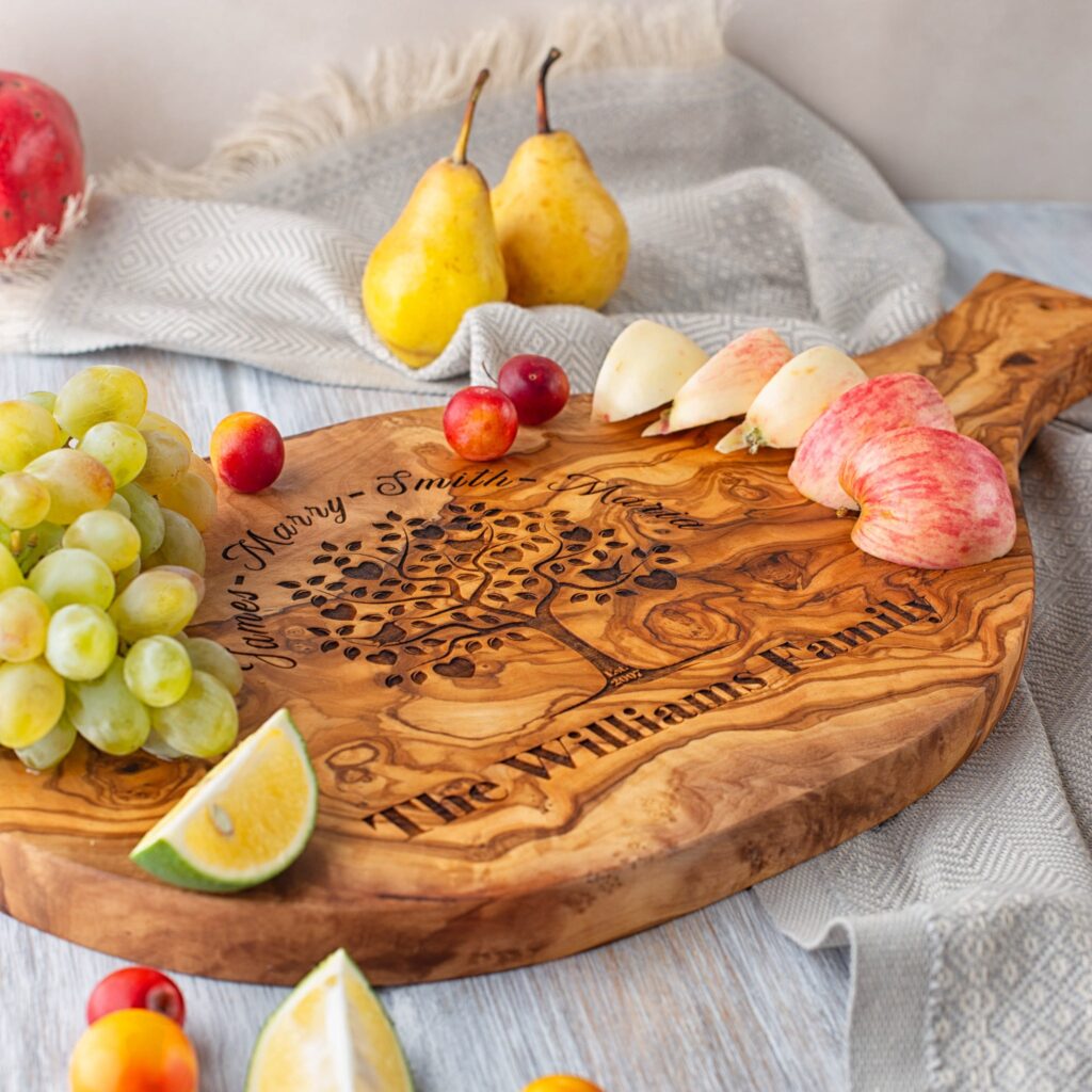 Olive Wood Charcuterie Board as personalized wooden wedding gifts