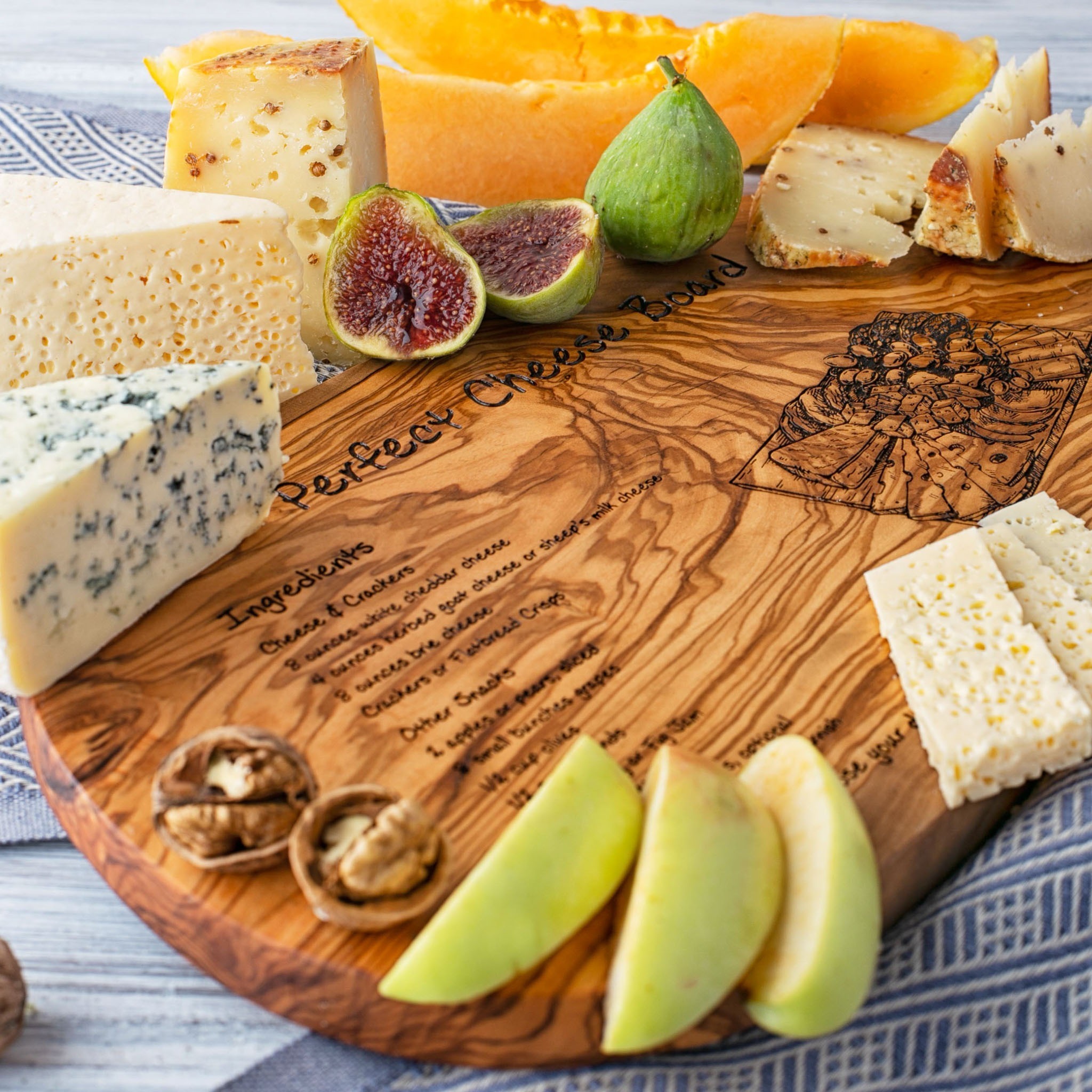 Wooden Recipe Engraved Serving Charcuterie Board