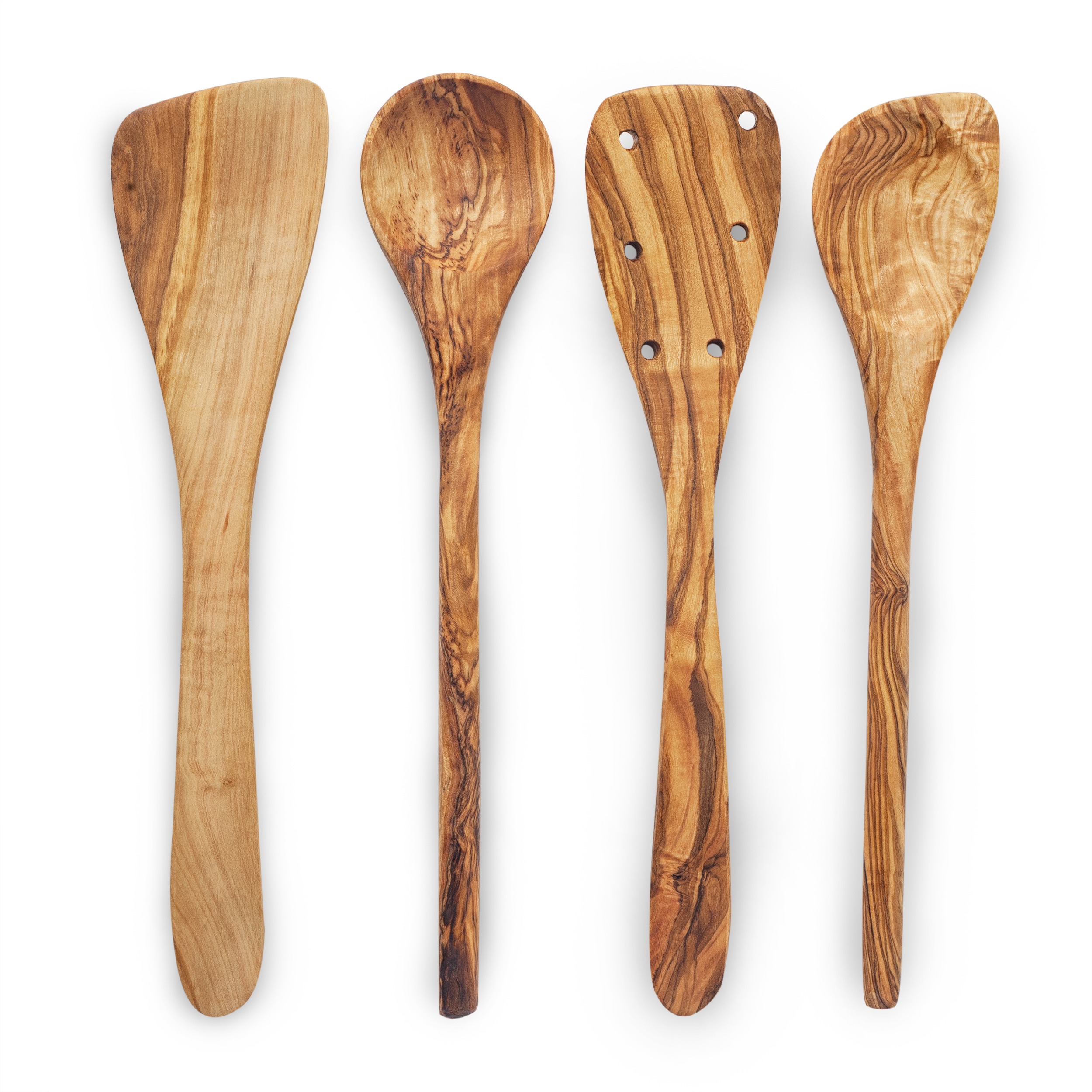 4 PC OLIVE-WOOD UTENSIL COOKING SET