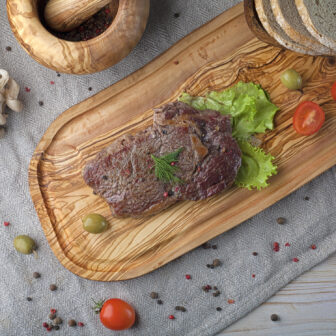 Wooden Steak Meat Board with Juice Groove