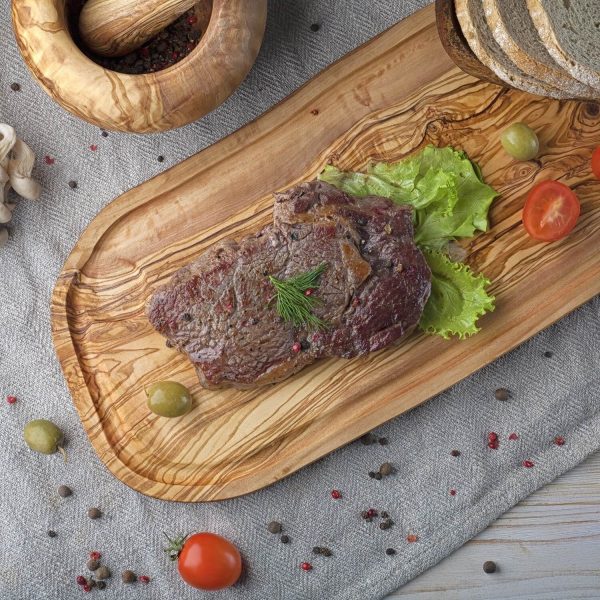 Wooden Steak Meat Board with Juice Groove