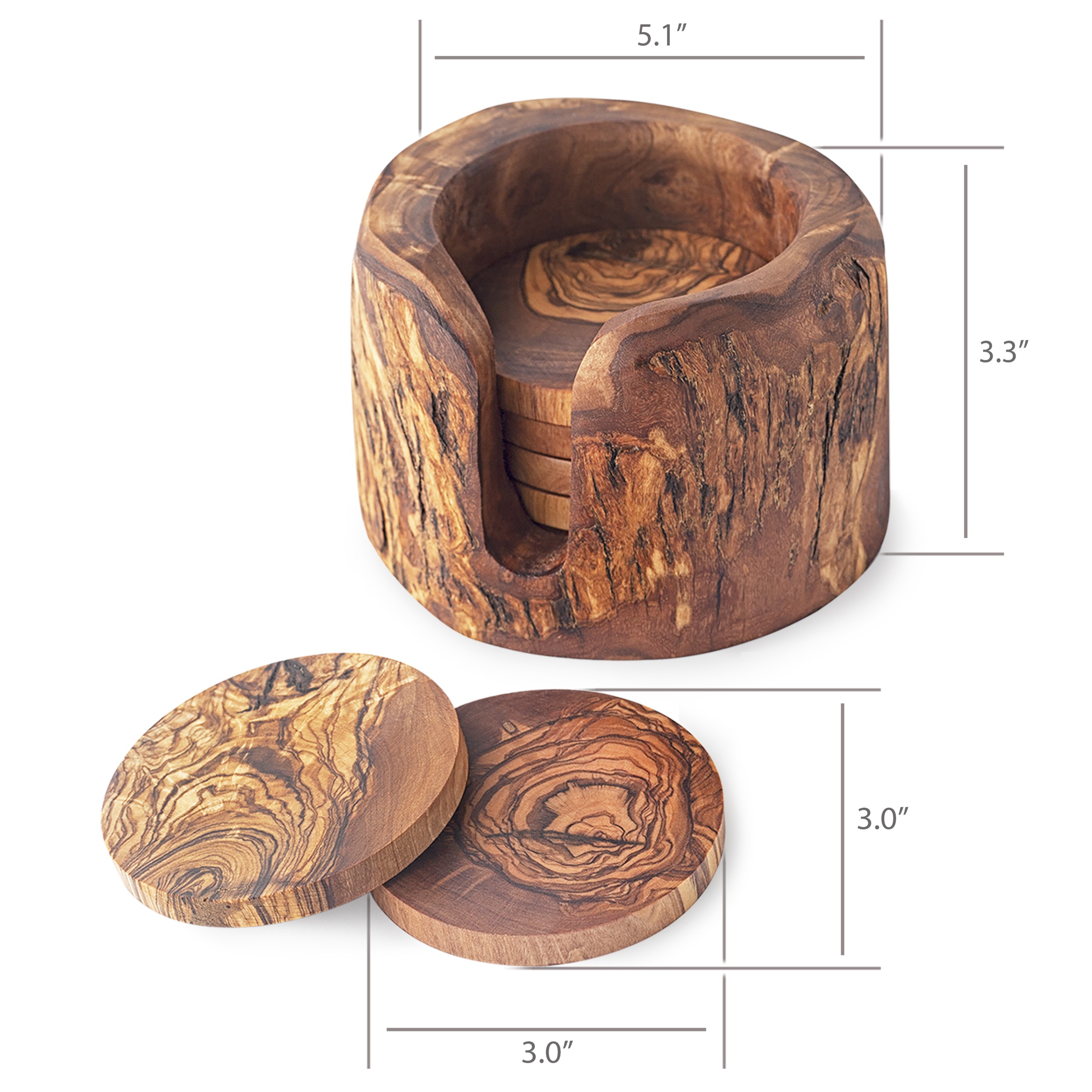 Olive Wood - Rustic Coasters (5)