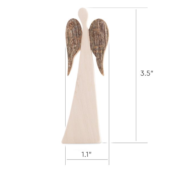 Rustic Wooden Angel Figurine - X-Small