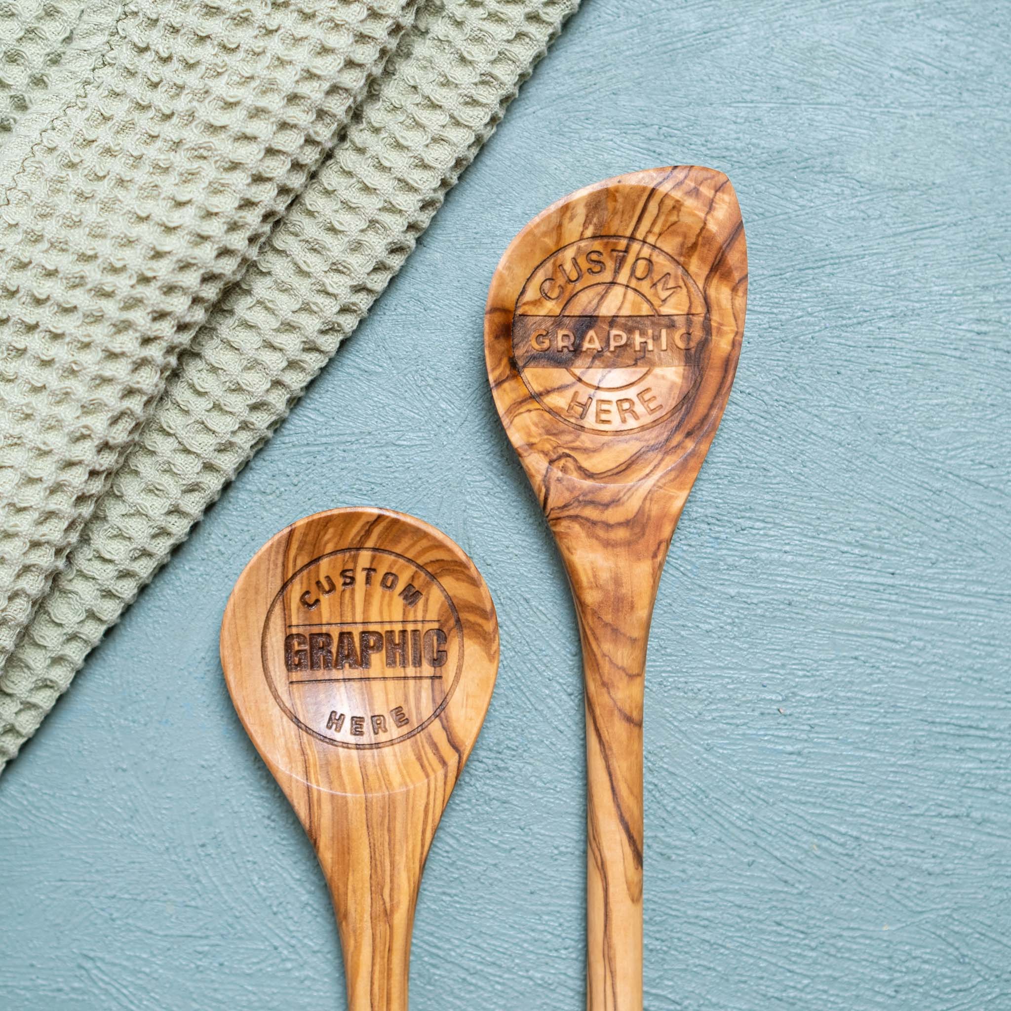 Olive Wood Spoon Logo Engraved