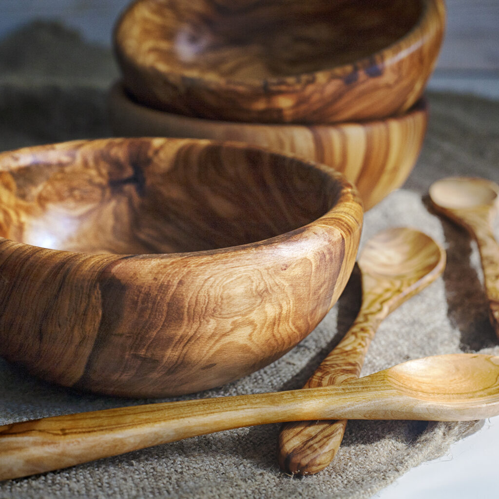 hand-crafted these Forest Decor Wooden Bowls and Wooden Spoons