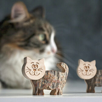 Wooden Cat Figurines For Decor