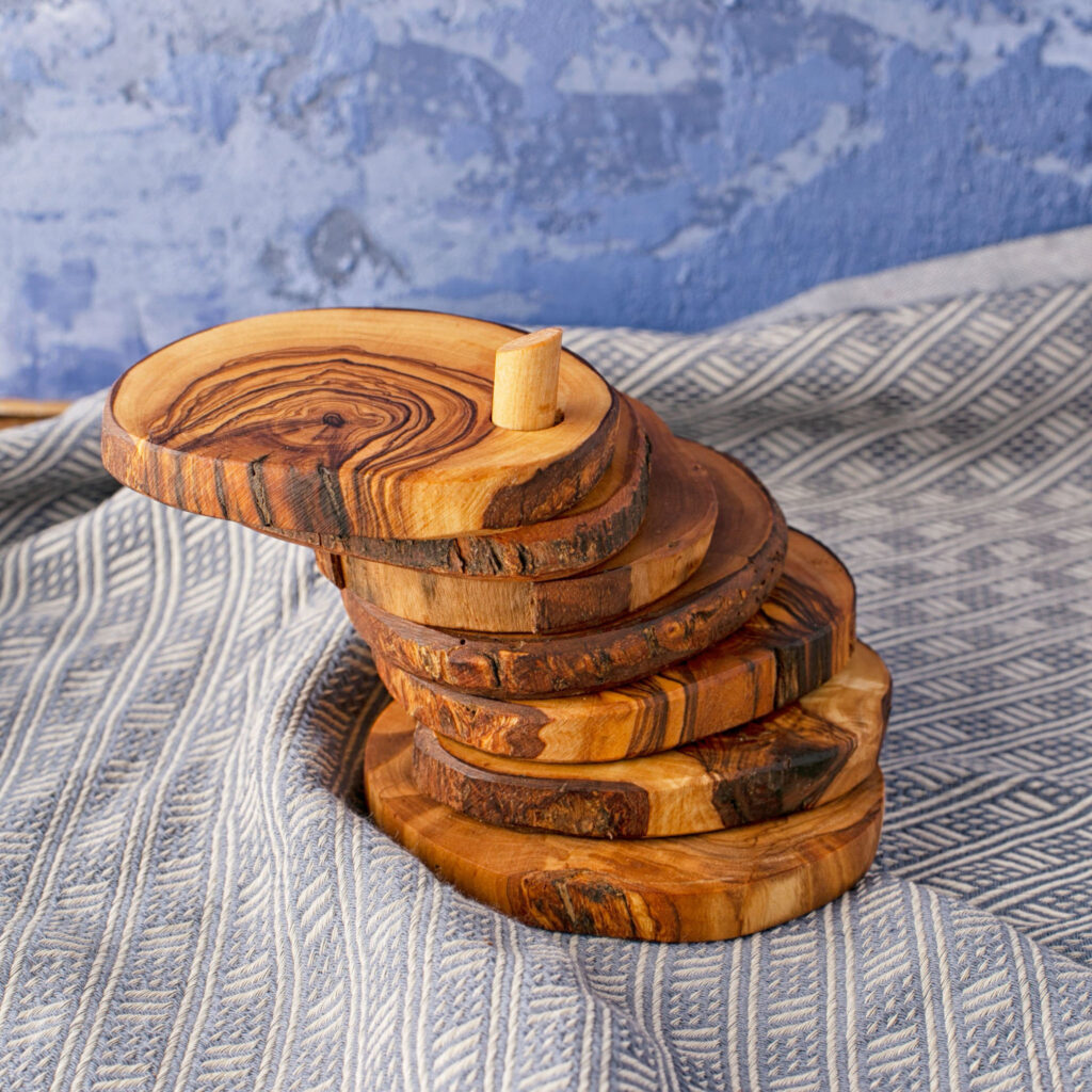 Wooden Coaster Set with Holder at BeldiNest