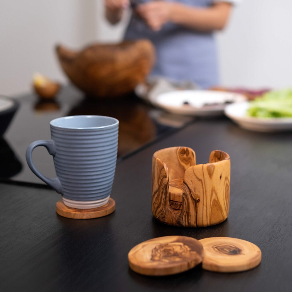 Wooden Coasters With Log Holder