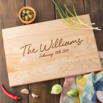 A Custom Chopping Board with the name of the Williams on it.