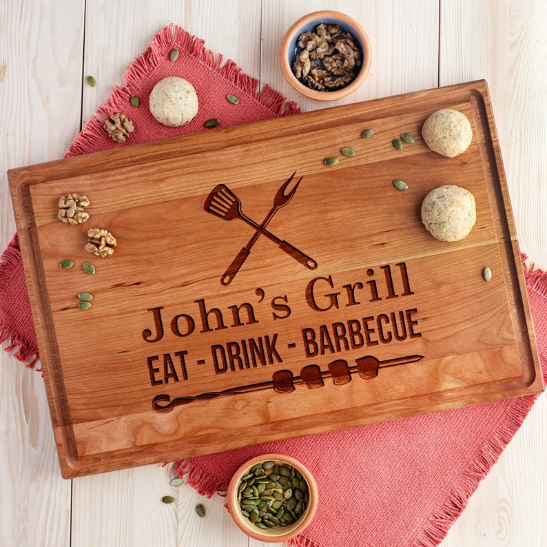 Engraved BBQ Cutting Board as personalized kitchen gifts