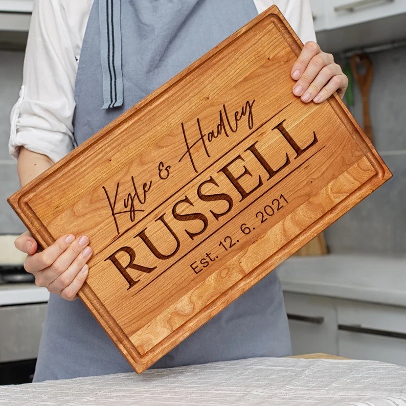 Personalized Wood Cutting Chopping Board Engraved and Monogrammed