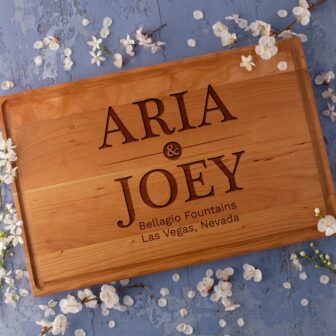 Aria and joey Customized Engraved Cutting board