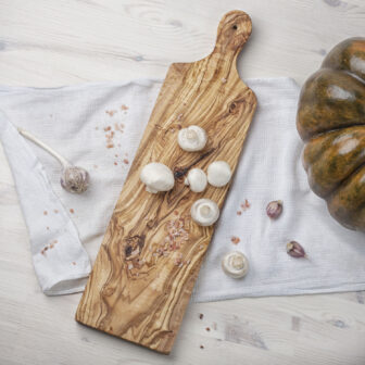 olivewood cutting board with juice groove from Forest Decor