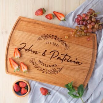 Personalized cutting board gift for the bride