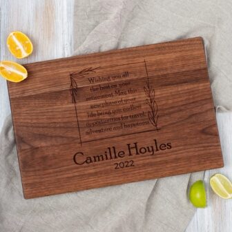 Wood Cutting Board Personalized as Retirement Gift