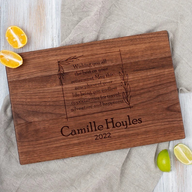 Cutting Board Personalized as Retirement Gift