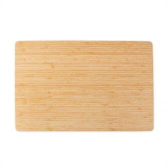 Wooden cutting board on a white background.