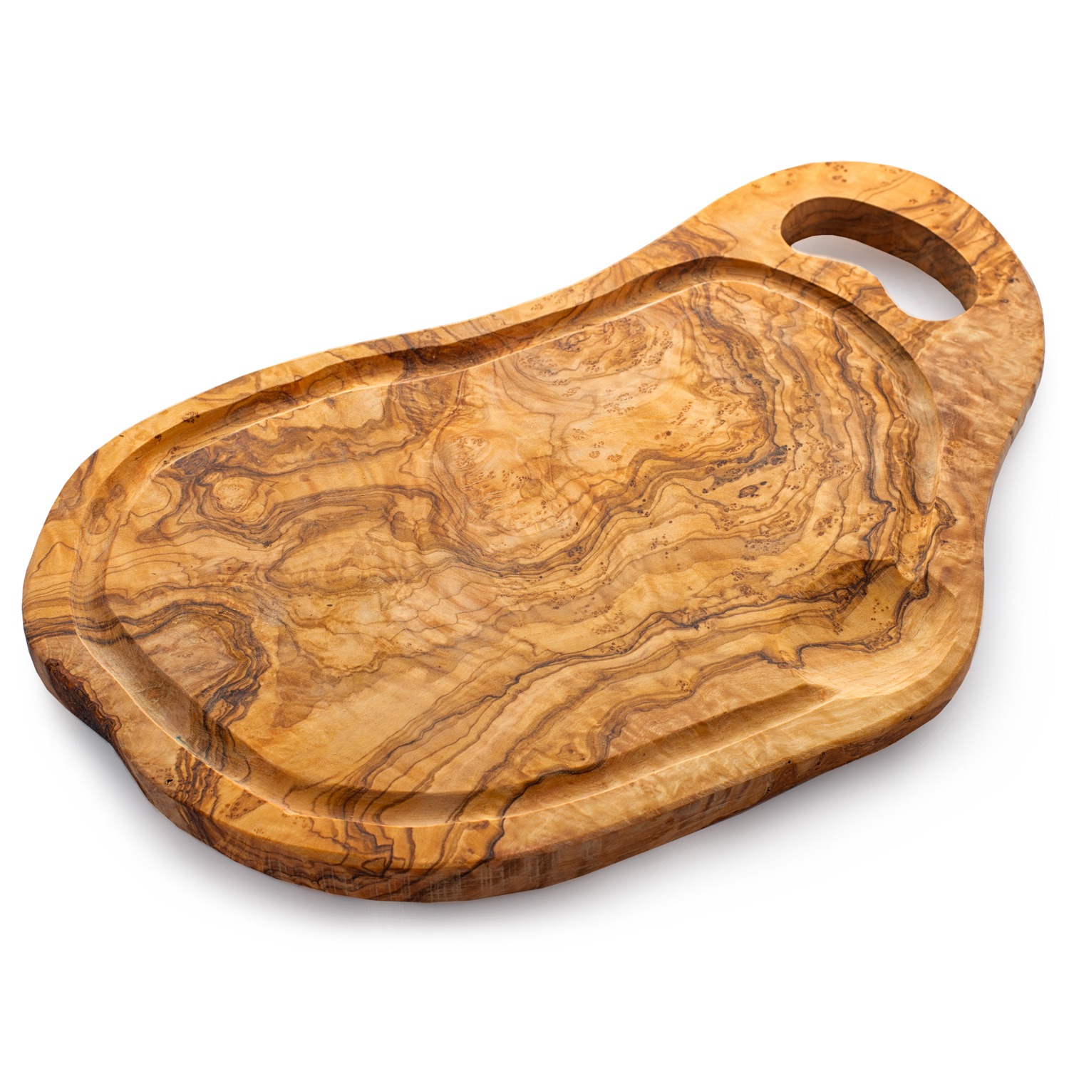 Olive Wood Steak Meat Board with Juice Groove (20″) - Forest Decor