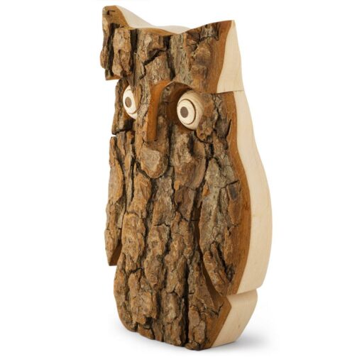 Owl Figurine with Bark (Medium)