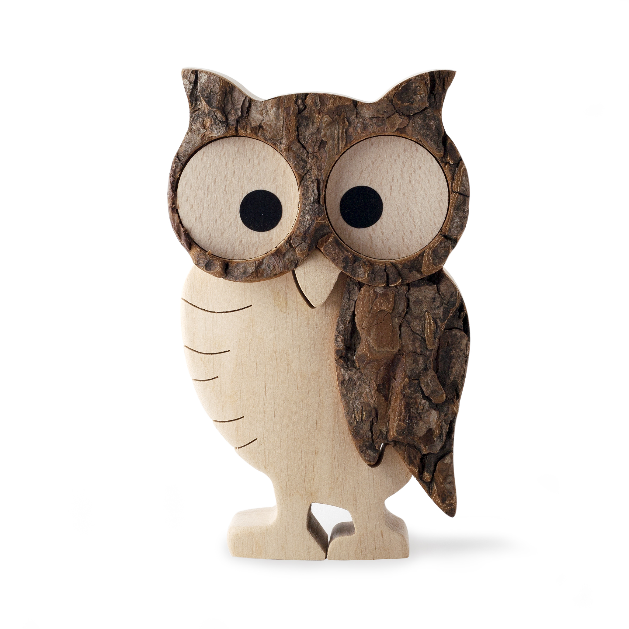 Rustic Wood Owl Figurine