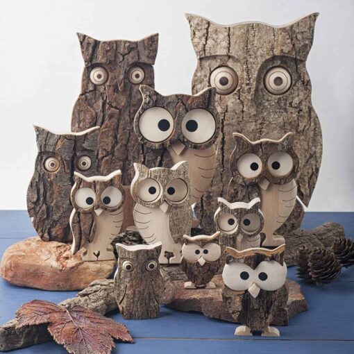 Wood Owl Figurines