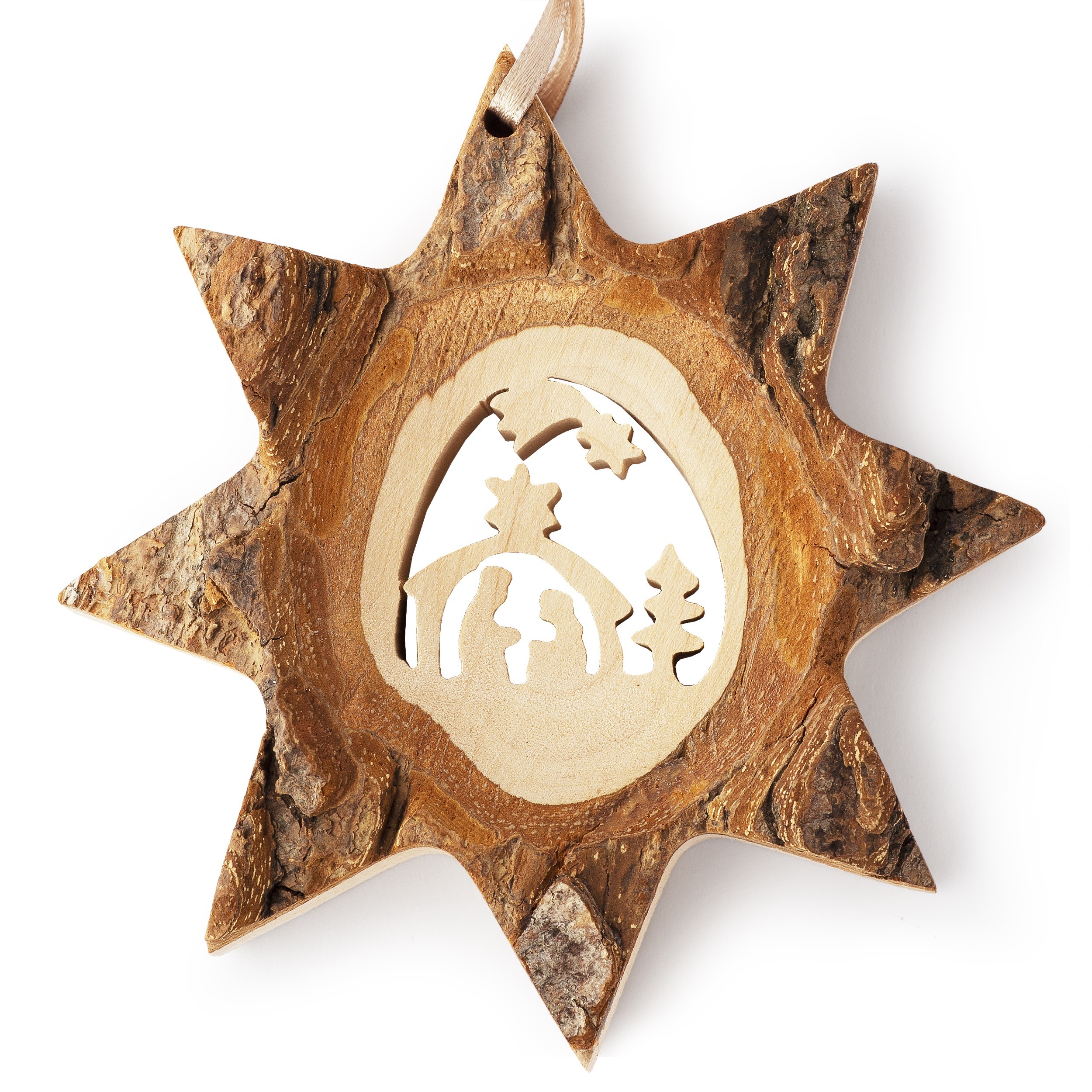 Wood Christmas Tree Ornament (Nativity Scene) - Forest Decor