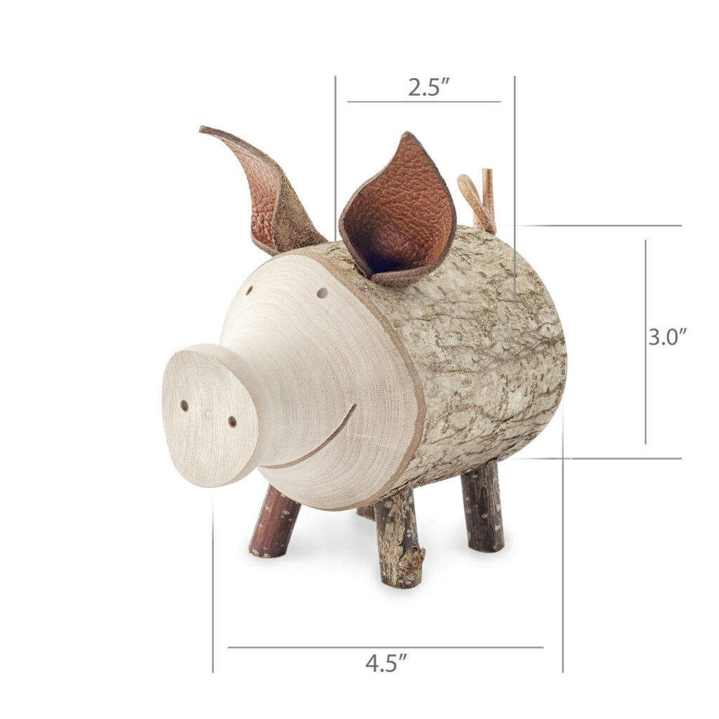 Wooden Pig Figurine