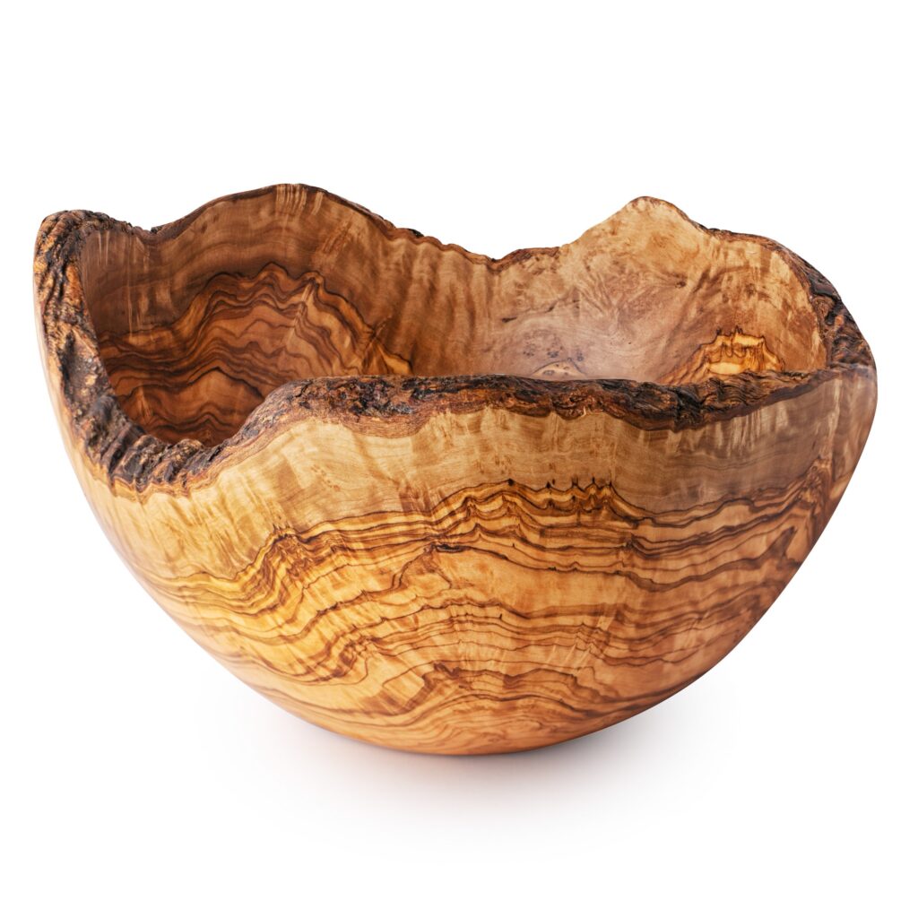 A bowl made from a piece of wood.
