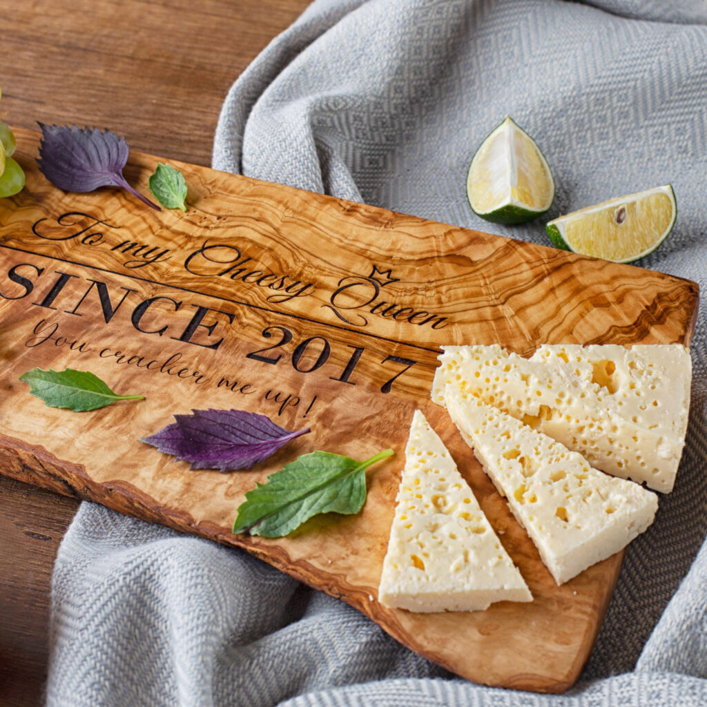 Olive Wood Personalized Live Edge Charcuterie Board