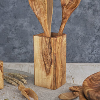 olivewood cooking utensil holder